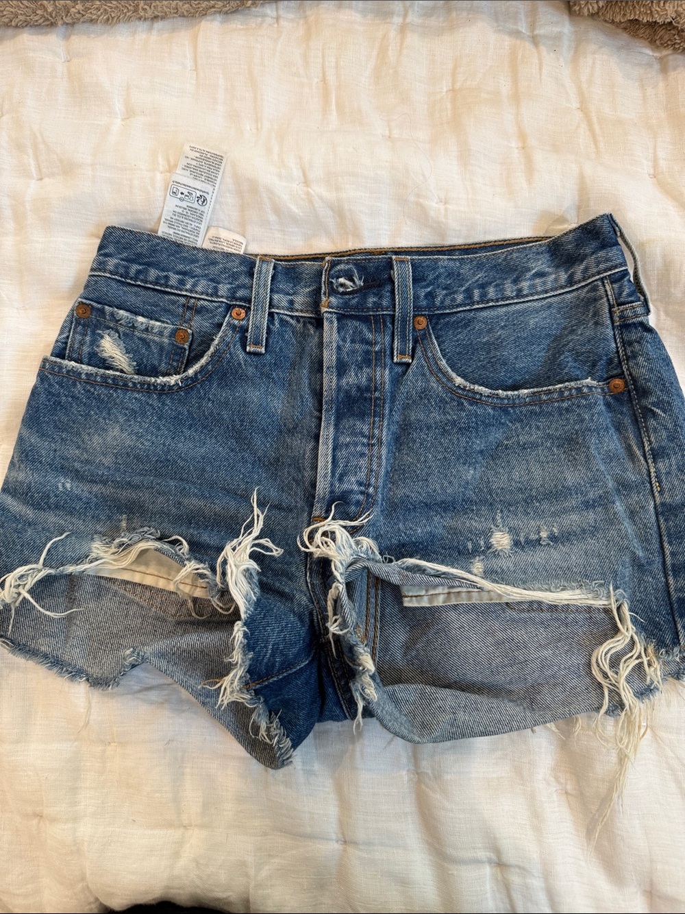 Levi's Distressed Blue Cutoff Denim Shorts
